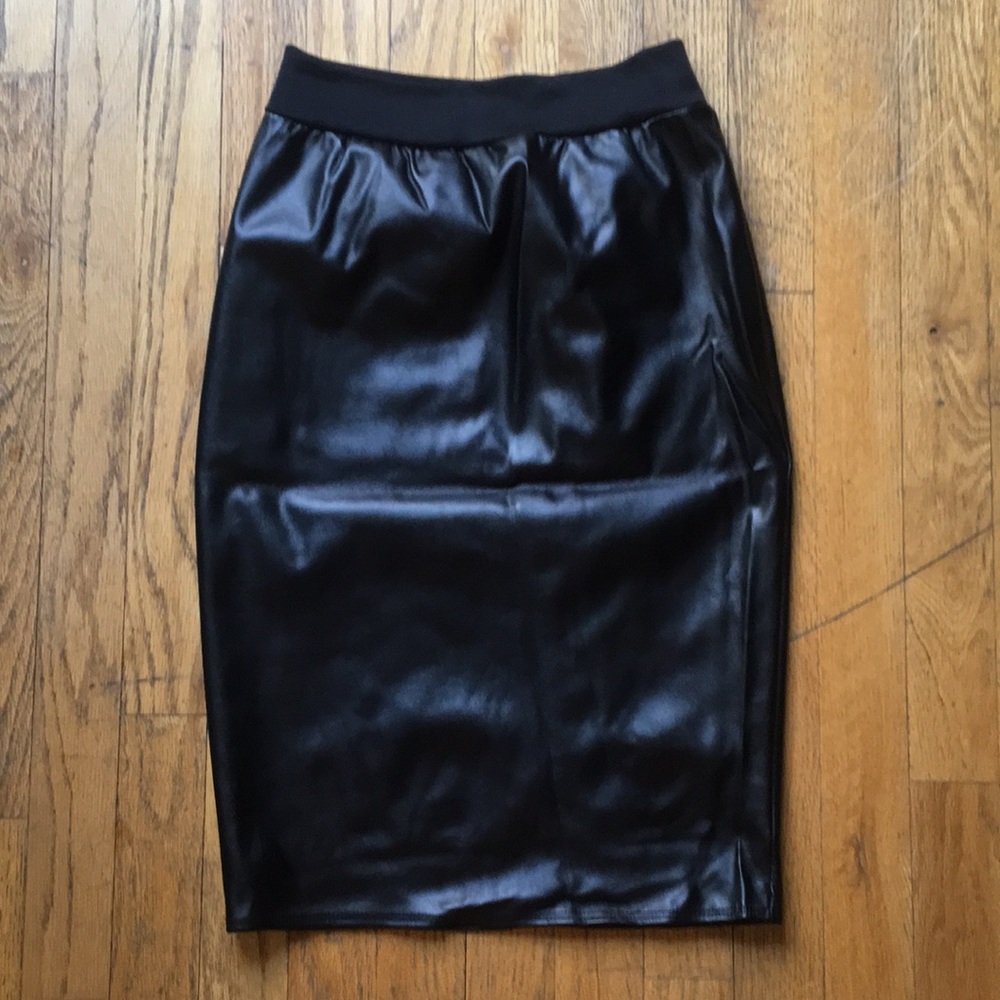 Renee C Faux Leather Skirt
